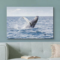 wall26 Canvas Print Wall Art Tropical Ocean Sea Water Horizon Blue Whale Nature Animals Photography Realism Rustic Scenic Landscape Wilderness Colorful for Living Room, Bedroom, Office - 12"x18"