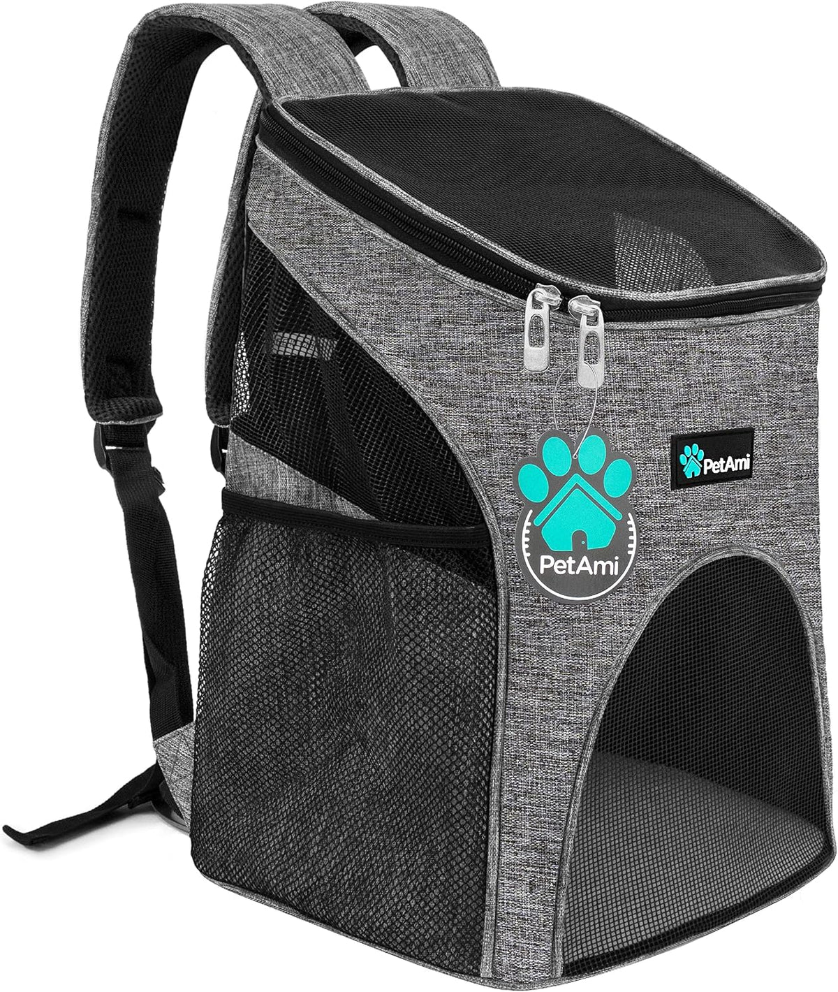 PetAmi Cat Backpack Carrier for Small Dogs and Large Cats - Heather Gray