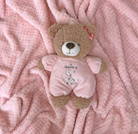 Halloween 9 inch Plush Rattle with Embroidered Jack-O-Lantern for Baby - Pink Bear - image 2