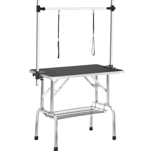 Professional Dog Pet Grooming Table Large Adjustable Heavy Duty Portable With Armrests And Lasso & Grid Tray