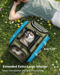 Pecute Cat Carrier, Double Bubble Pet Carrier for Cat Small Dogs - 18"L x 13.5"W x 14"H / Dark Green - image 4