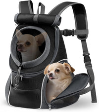 Dog Front Carrier Backpack, Adjustable Breathable Dog Backpack – Essentials for Dogs - Upgraded – Black / Medium (4.5-8lbs)