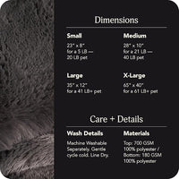 UnHide Floof Pet Bed - Small (23" x 8") - Extra Soft Dog Bed - Removable Faux Fur Cover - Machine Washable - Helps Ease Pet Anxiety & Provides The Perfect Sleep - Charcoal Charlie