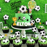44PCS Halloween Cake Toppers with Spider Bat Castle Pumpkin Skull - Soccer - image 2