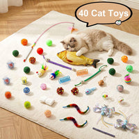 Cat Tunnel Bed with 40 Pcs Interactive Cat Toys - White / Medium - image 4