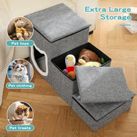 17" H Cat Stairs for Old Cats, Doggie Steps for Small Dogs - Grey / 3-Step - image 3