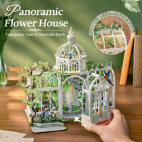 Rolife Greenhouse miniature house kit assembled with plants, wooden furniture and LED light - view 7