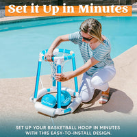 Sloosh Pool Basketball Hoop Set, Floating Basketball Pool Game - Blue - image 4