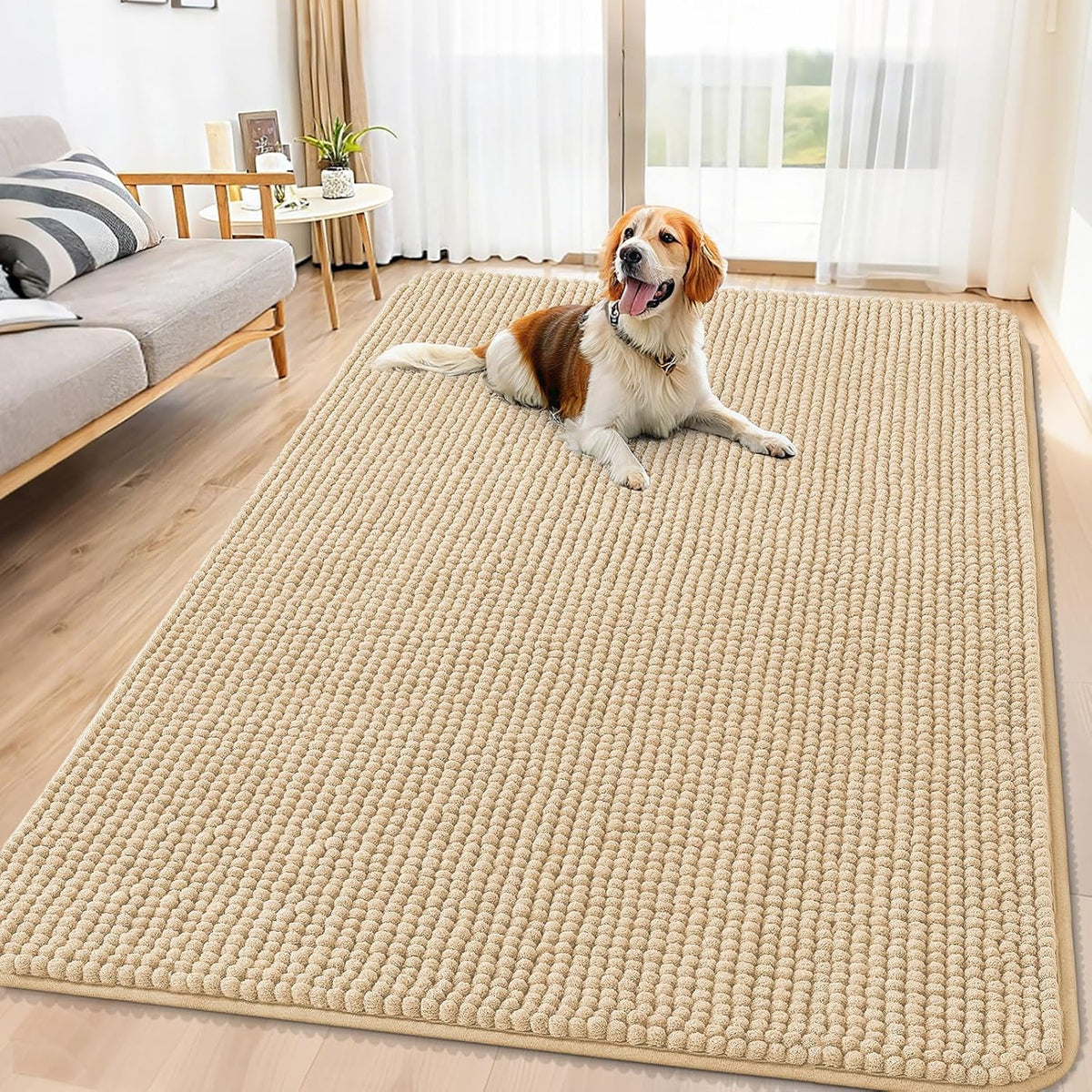 Smiry Dog Door Mat for Muddy Paws 30x20 - 71"X46" / Beige