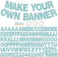 BEISHIDA 116 PCS A-Z DIY Letter Custom Banner Birthday Party Decor – Fun for Kids & Family - Glitter Light Blue