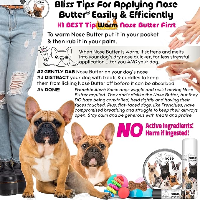 The Blissful Dog French Bulldog Black Masked Fawn Unscented Nose Butter - Dog Nose Butter, 0.15 Ounce