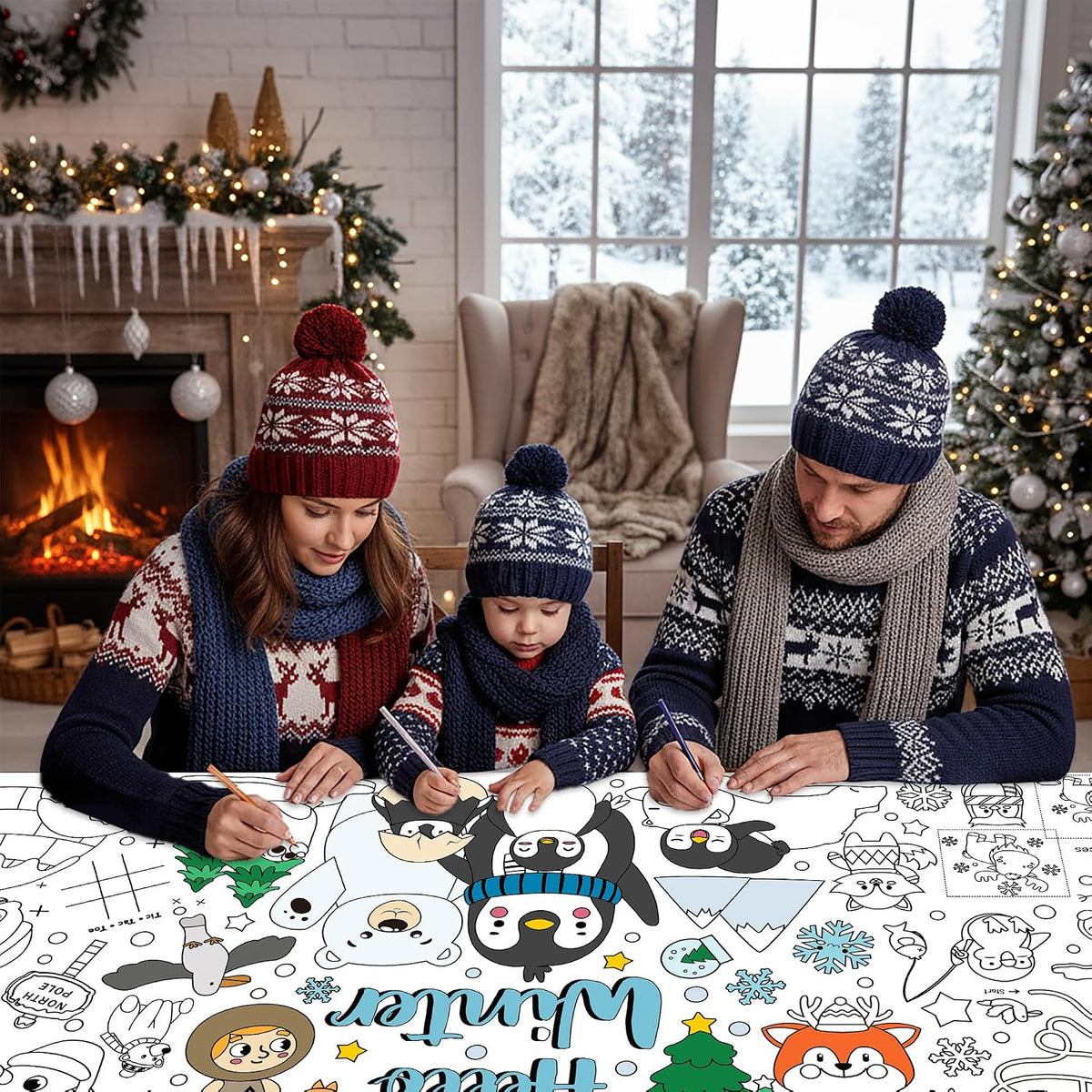 Dvbonike Jumbo Mandala Coloring Poster Giant Flower DIY Drawing Paper - Polar Animals (including mini-games) - image 4