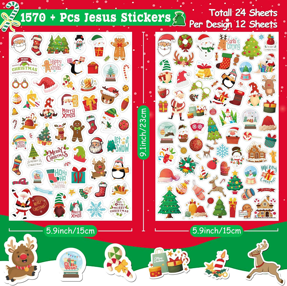 LINAYE 24 Sheets Happy Birthday Stickers, 730 Counts - Christmas 24 Sheets - image 2