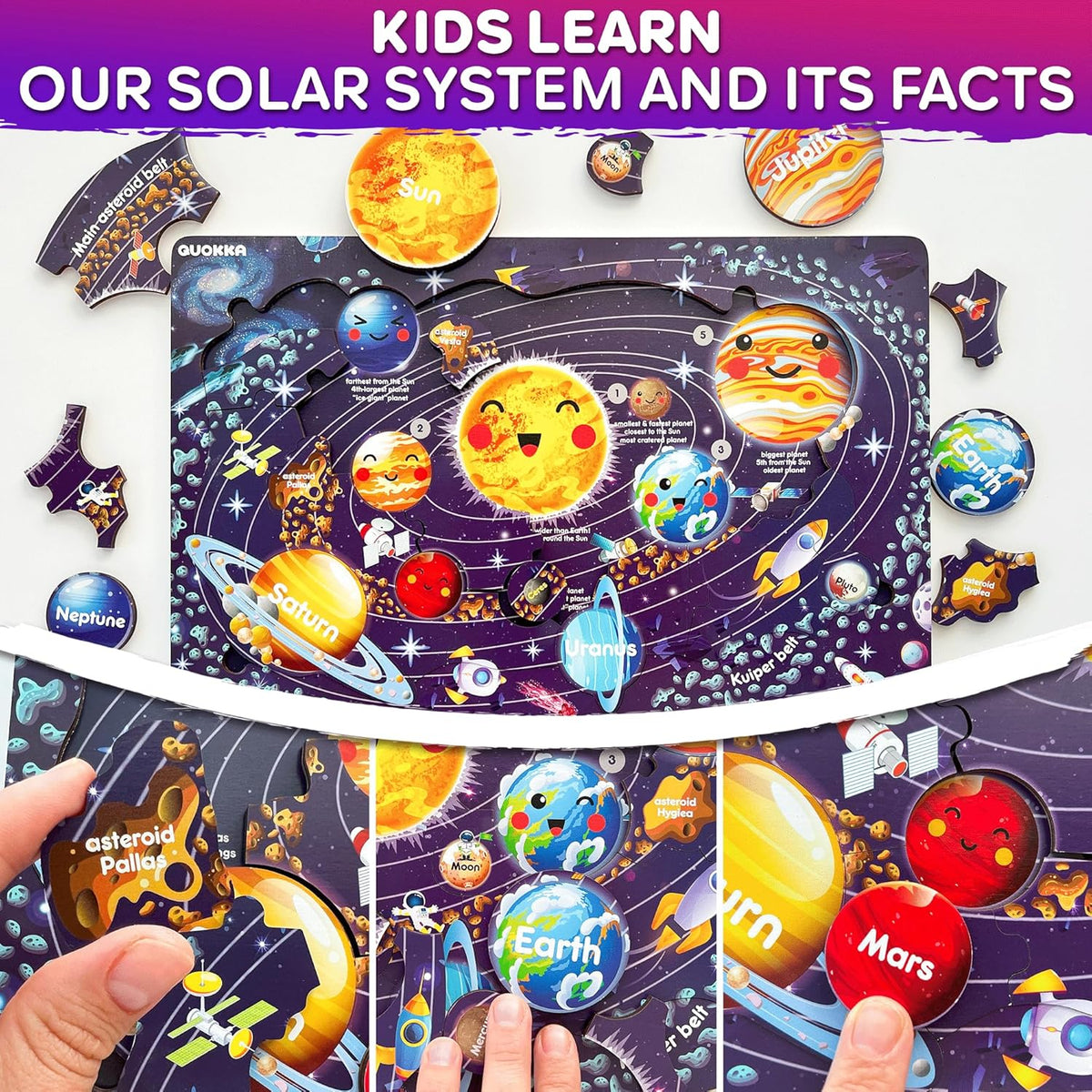US Map Puzzles for Kids Ages 4-6 - Realistic Wood Maps x3 - image 4
