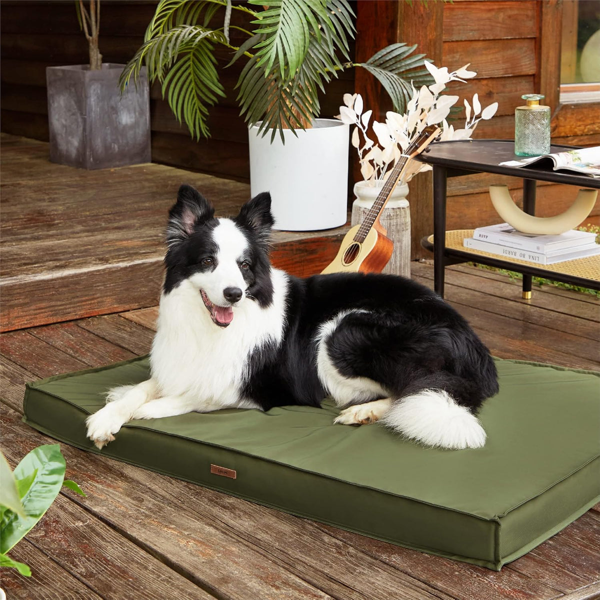 LE SURE Outdoor Waterproof Dog Beds Large Sized - 35"L x 22"W x 3"Th / Olive Green - image 2