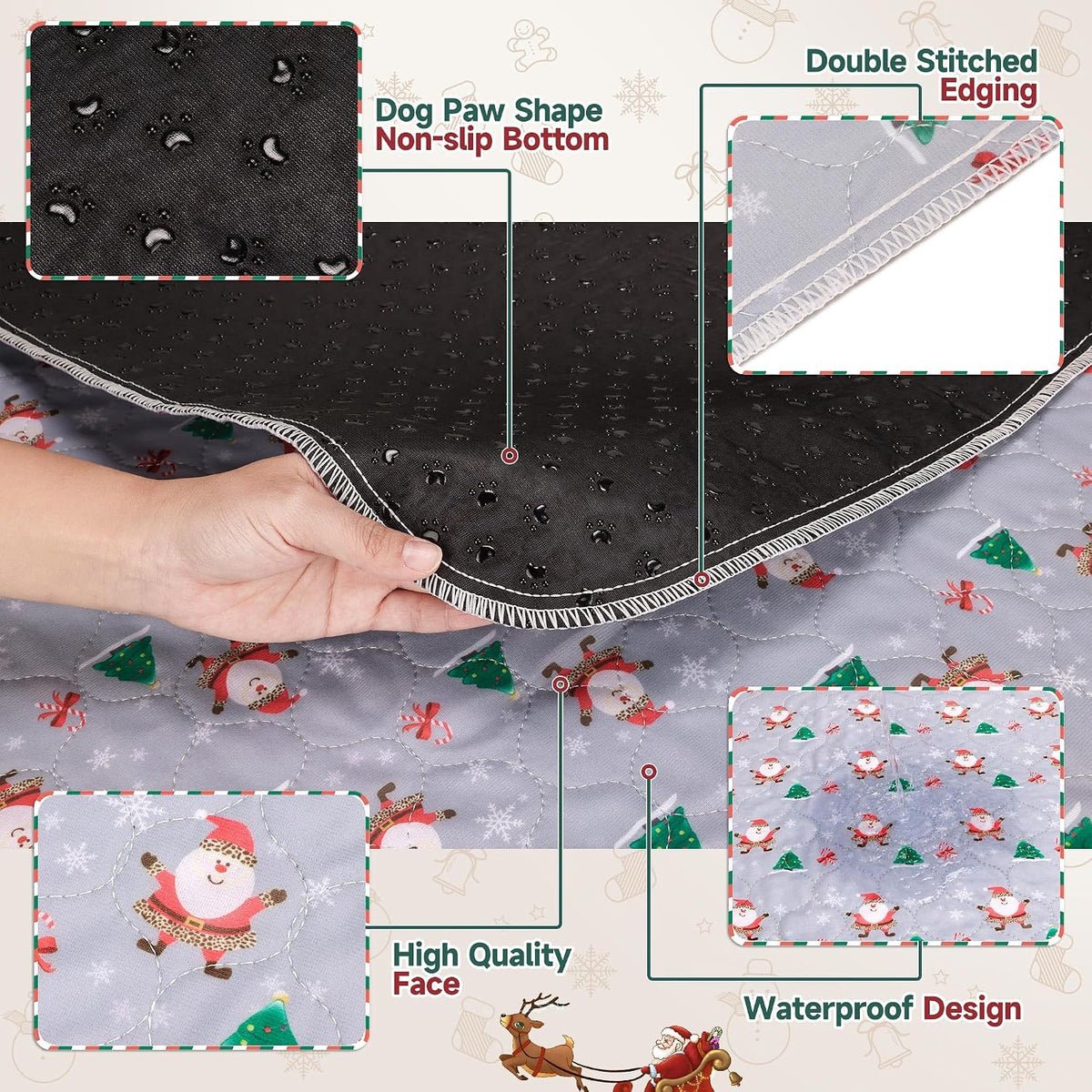 Aitmexcn Washable Pee Pads for Dogs, 24''x36'' - Christmas Santa Claus / 31*36''-2pcs - image 4
