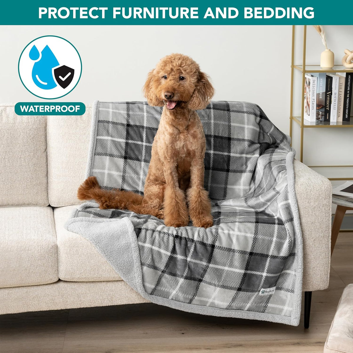 PetAmi Waterproof Dog Blanket for Medium Large Dog Pet, 60x40 - Large 60 X 40 Inches / Plaid Light Grey - image 4