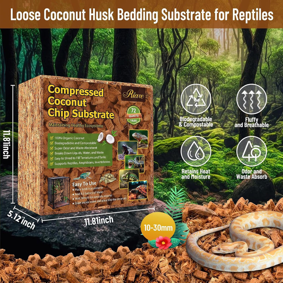 10LB Coconut Husk Chip for Reptiles - 1 Pack-10LB - image 2