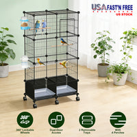 1Pc 46in Bird Cage Spacious Indoor Pet Bird House With 4 Wooden Perches 2 Slide-Out Tray 2 Water Bottle Feeder Lockable 