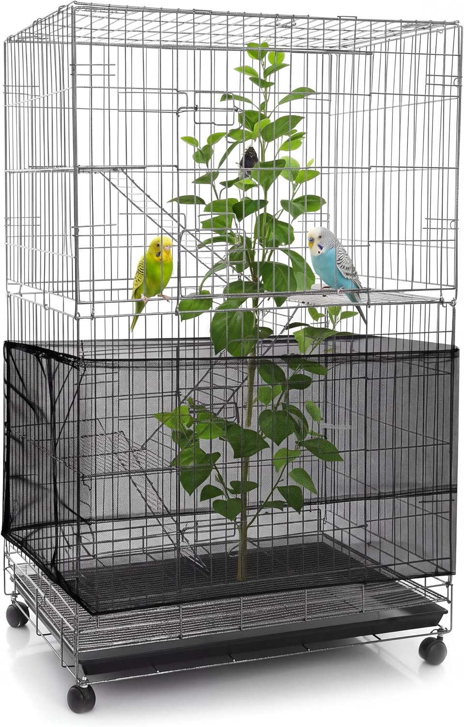 Bird Cage Net Cover Seed Catcher - Black / 118 x 15 Inch/ 300 x 37 cm