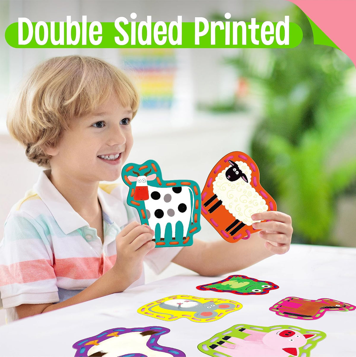 SpriteGru 9 Pieces Kids Lacing Cards - Farm Themed-A - image 4