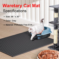 Waretary Cat Litter Mat, 36"x30", Waterproof, Scatter Control - Black / 36"x 30" - image 2