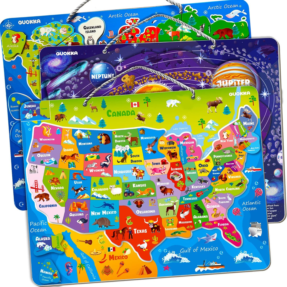 US Map Puzzles for Kids Ages 4-6 - Realistic Magnetic Maps