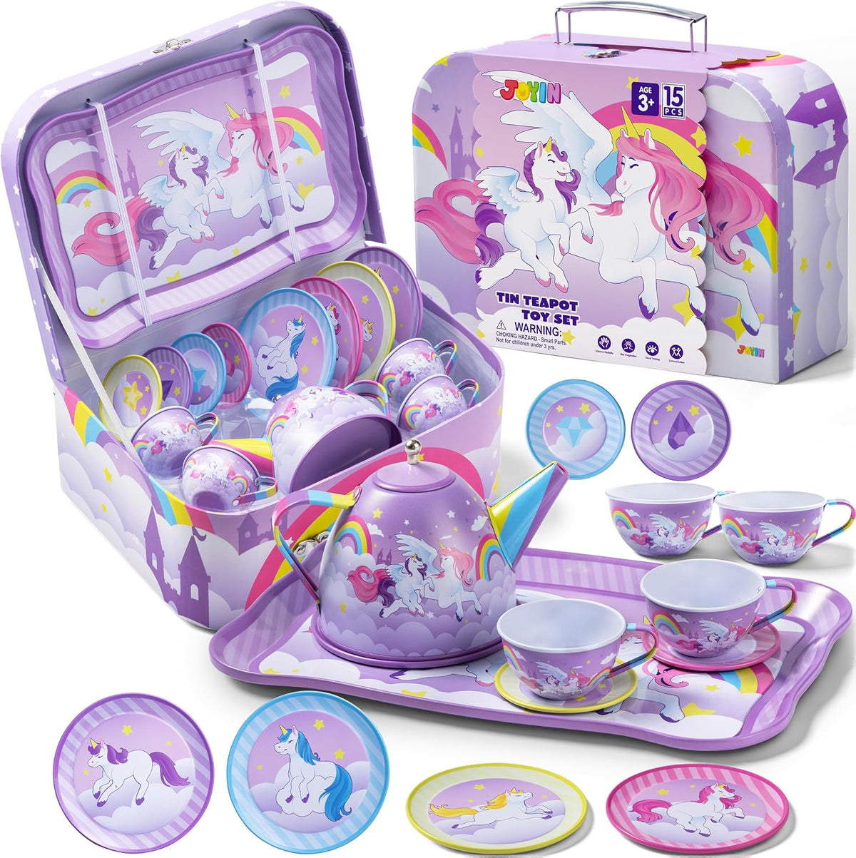 JOYIN Fairy Blossom Tea Party Set for Little Girls - Purple Unicorn
