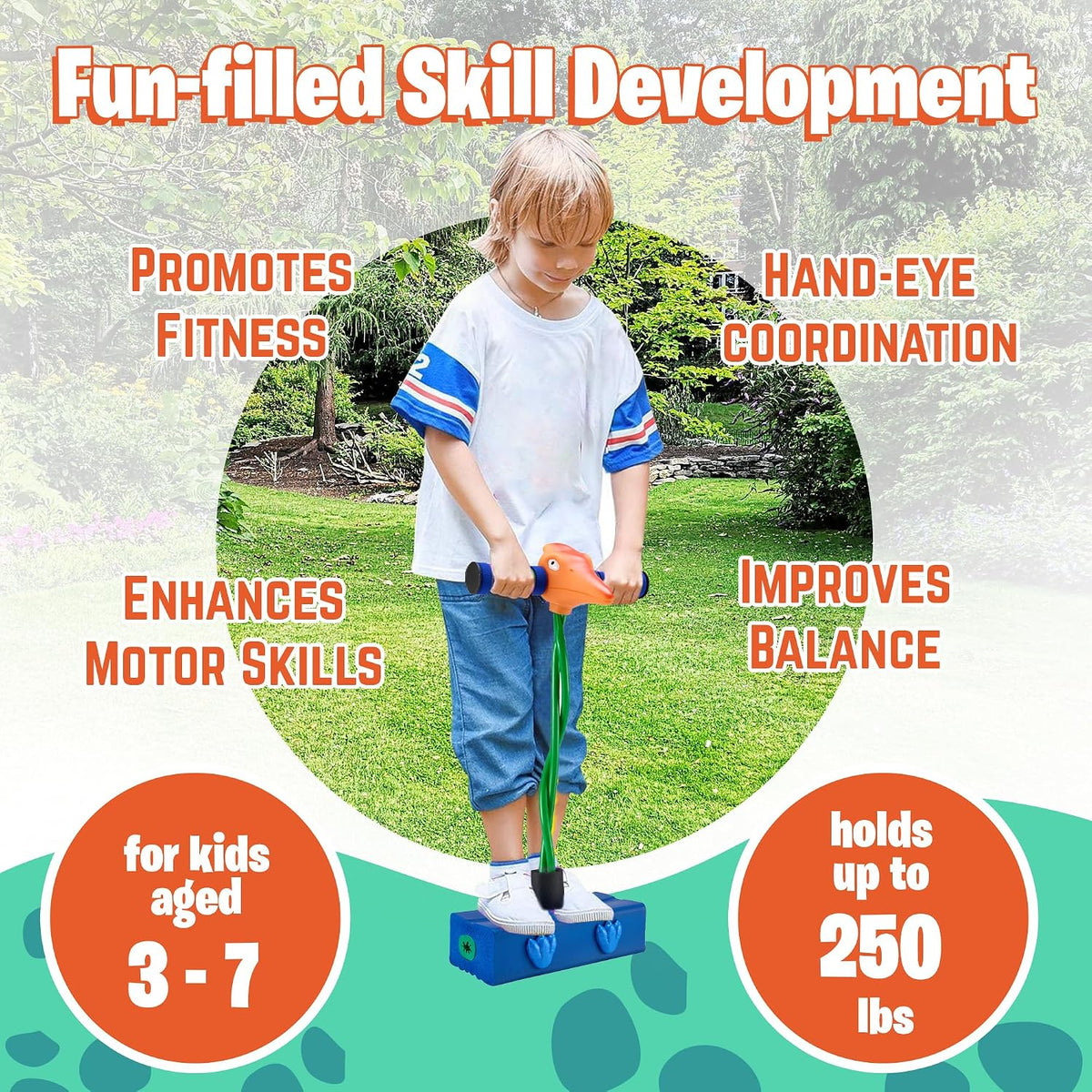 Playbees foam pogo stick for kids with soft dinosaur head and claws - view 12