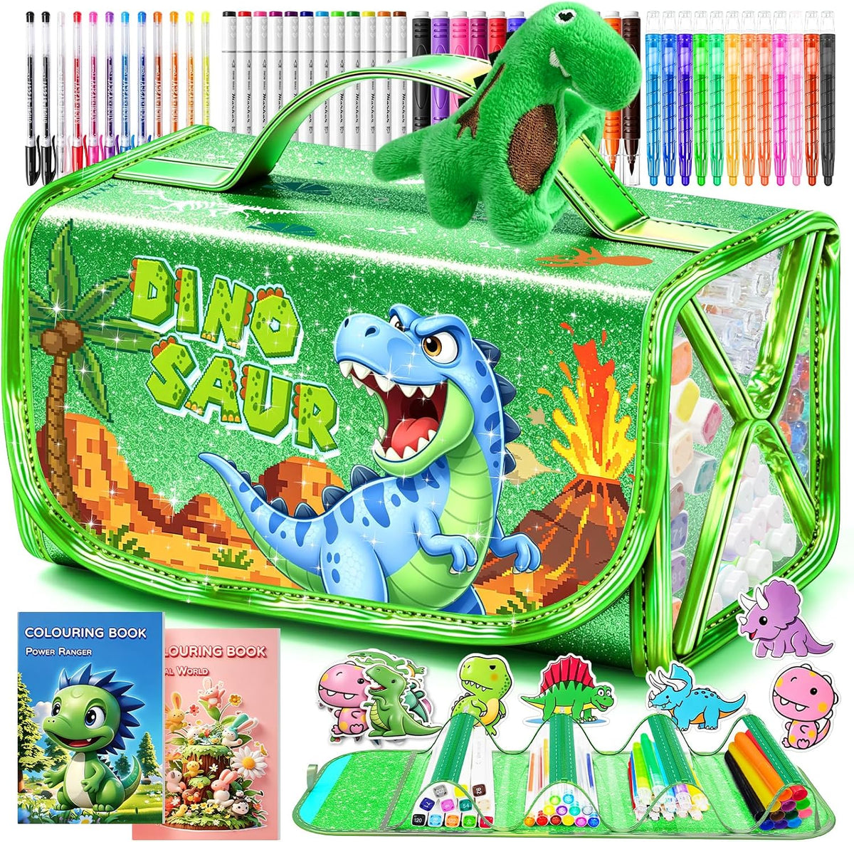 DreamyCandy 70 Pcs Washable Markers Set for Kids 4-8 - Green Dinosaur