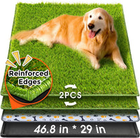 Hompet Dog Grass Pad with Tray Large, 35"x22.5" - Black / 46.8 x 29"