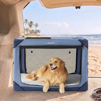 Lesure Portable Soft Collapsible Dog Crate for Large Dogs - Blue / 42.0"L x 28.0"W x 30.0"H