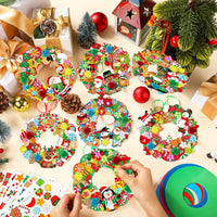Hollowfly Thanksgiving paper wreath craft kits with gem stickers, ribbons and wool balls - view 14
