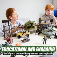 SYNCFUN military toy set with army base watchtower, helicopter, truck, boat and soldier figures - view 2