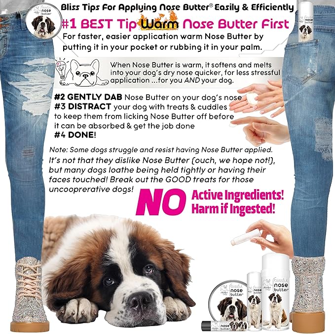 The Blissful Dog St. Bernard Nose Butter, Versatile Dog Nose Balm for Dry Nose, Handcrafted Nose Moisturizer, Easy-to-Apply Dog Essentials, Unscented, 2 oz.