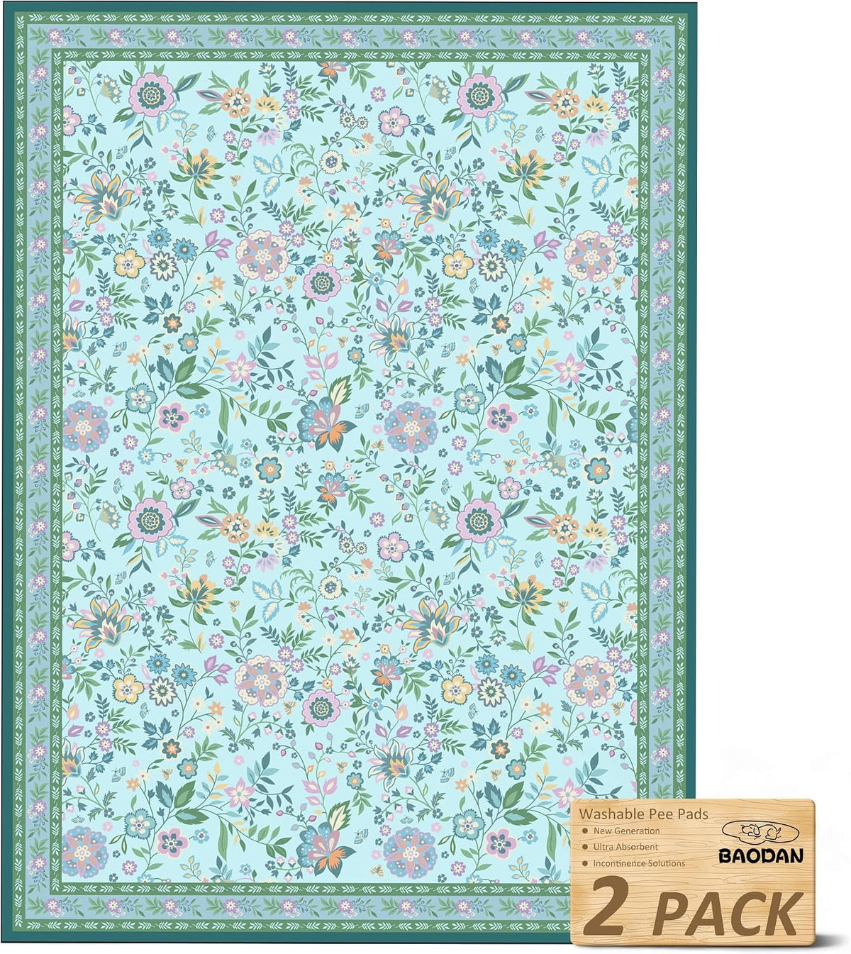 Washable Pee Pad for Dogs, 36"x48" - Green / 18*24 Inch(Pack of 2)
