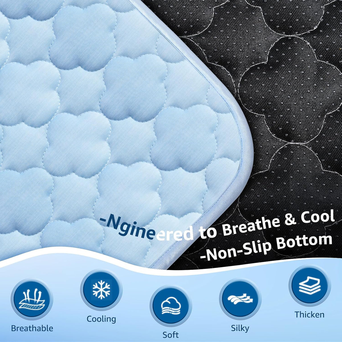 Dog Cooling Mat for Large Dogs - Ice Blue Cloud Stitching / X-Large - image 3