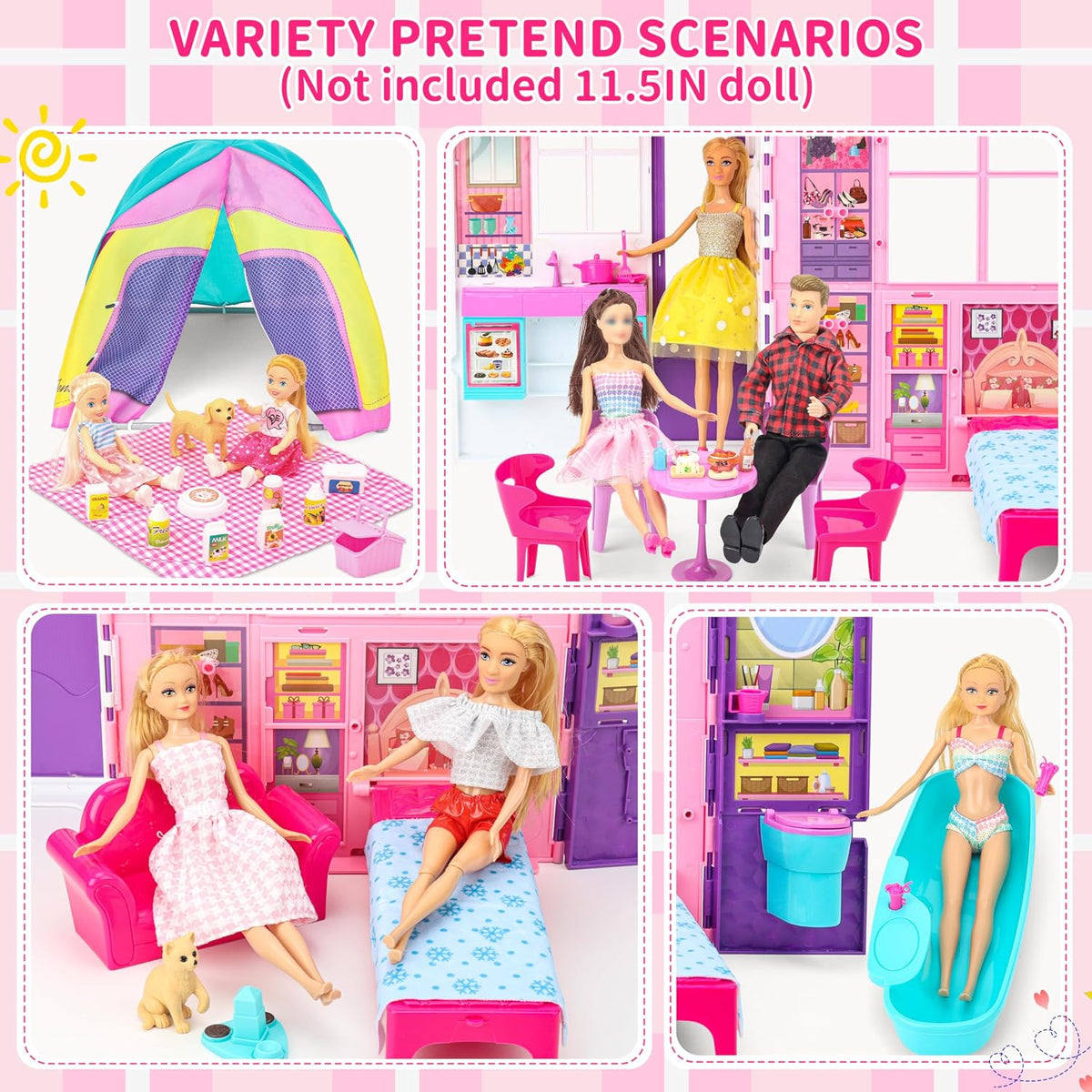 Style Shine Foldable Doll House - 1-Story House - image 2