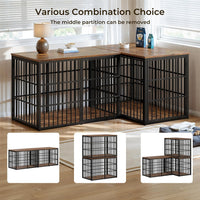 Lyromix 48'' XXL Dog Crate Furniture with 3 Doors for Large Dogs – Essentials for Dogs - Brown / 53.9"L x 31.9"W x 37.2"H - image 2