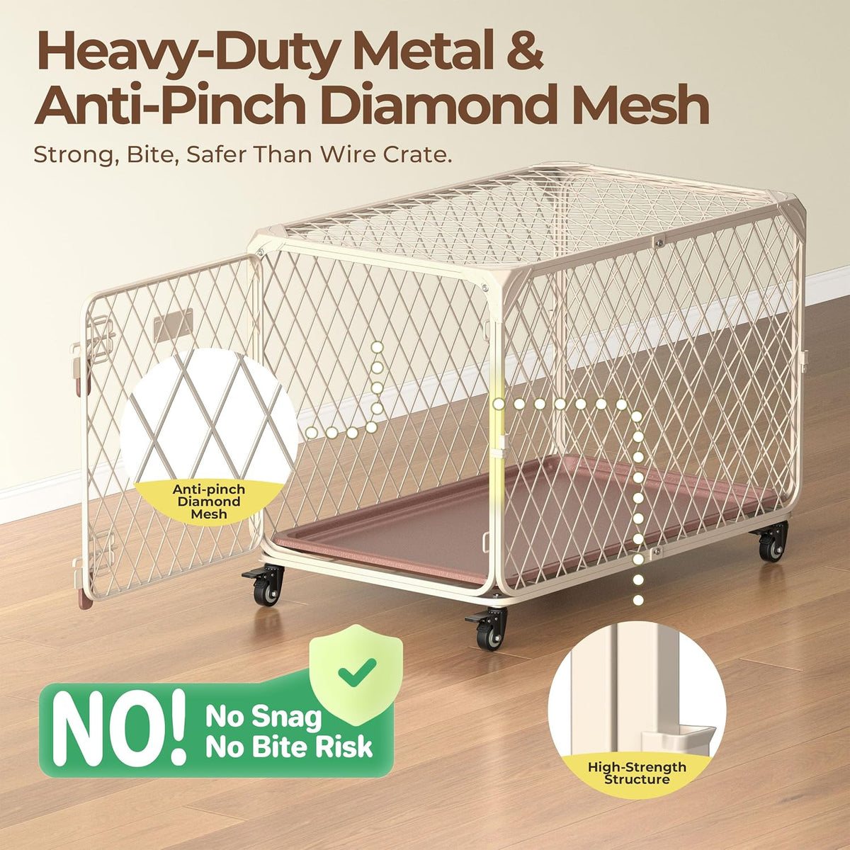 30 Inch Diamond Mesh Dog Crate for Small Dogs - 30.0"L x 19.0"W x 20.0"H - image 4