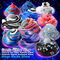 LPFEZRS mini galaxy slime kit with glitter add-ins and glow in the dark stickers - view 6