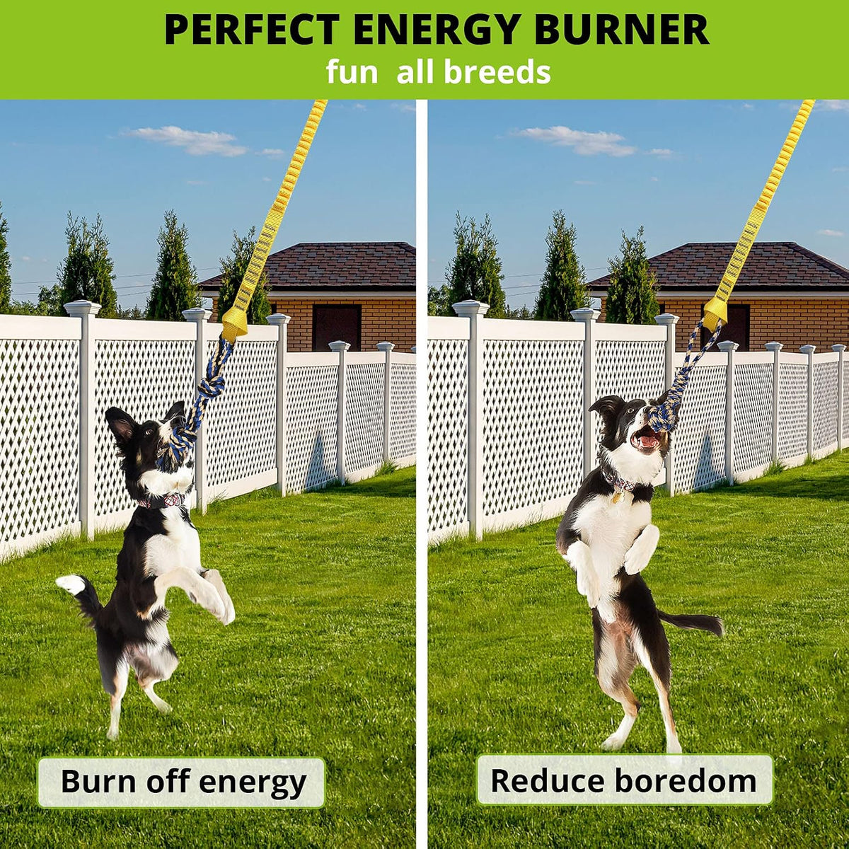 Dog Hanging Bungee Tug Toy: Interactive Tether Tug-of-War for Pitbull - X-Large-Yellow-for Single Dog - image 4