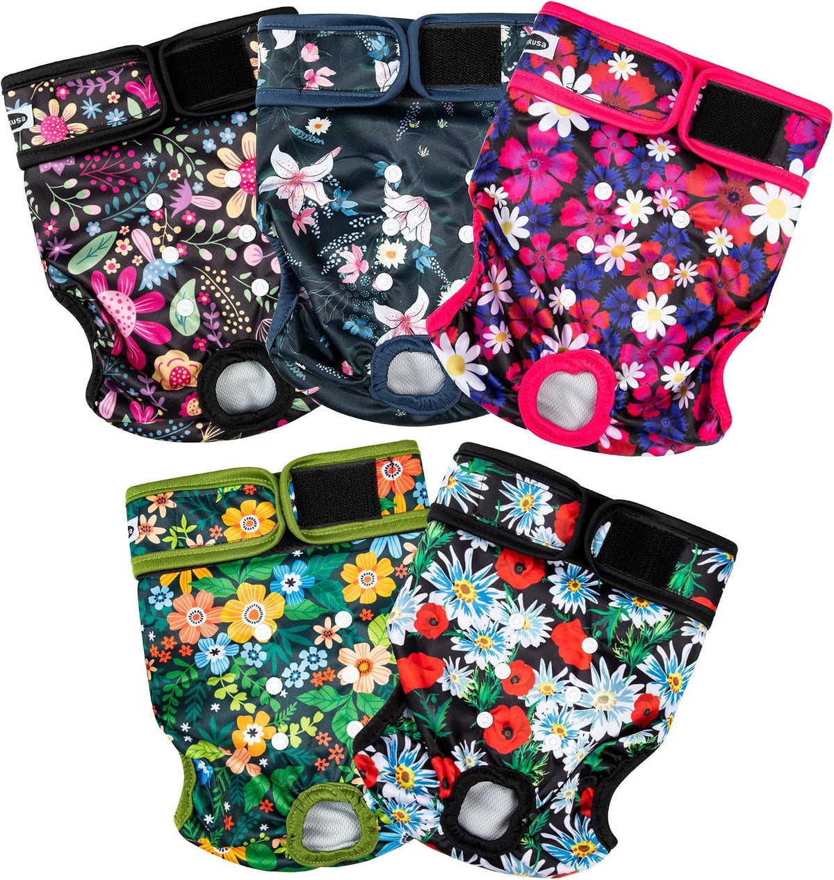 Tuiskusa Reusable Washable Dog Diapers Female - Flowers 5-Pack / Large - image 4