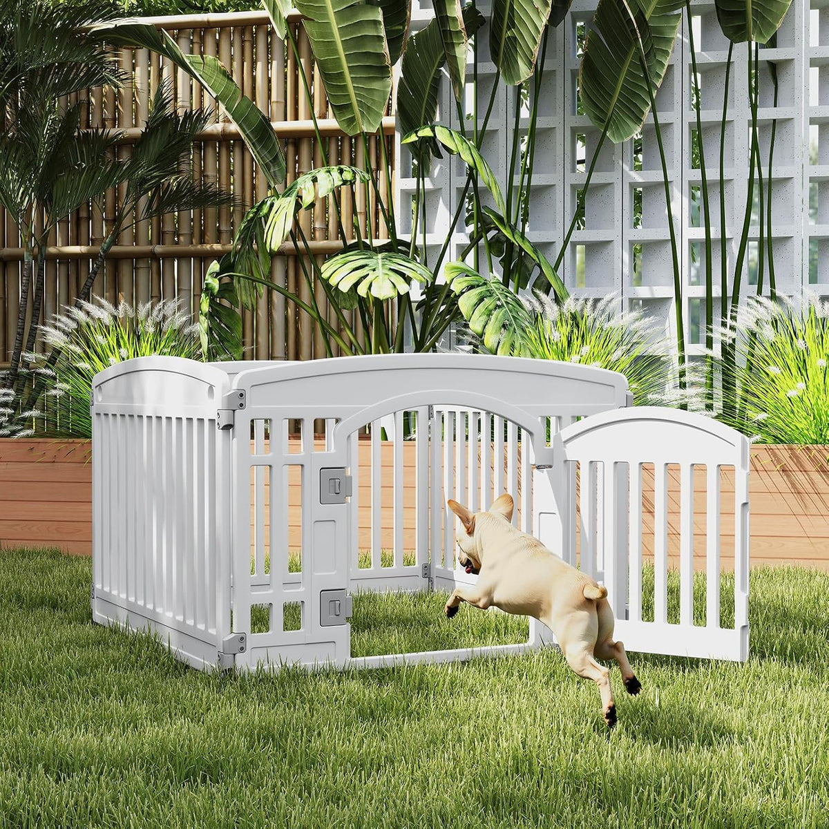 DUMOS Plastic Dog Playpen - Modern White / 4 Panel / 24 Inch - image 2