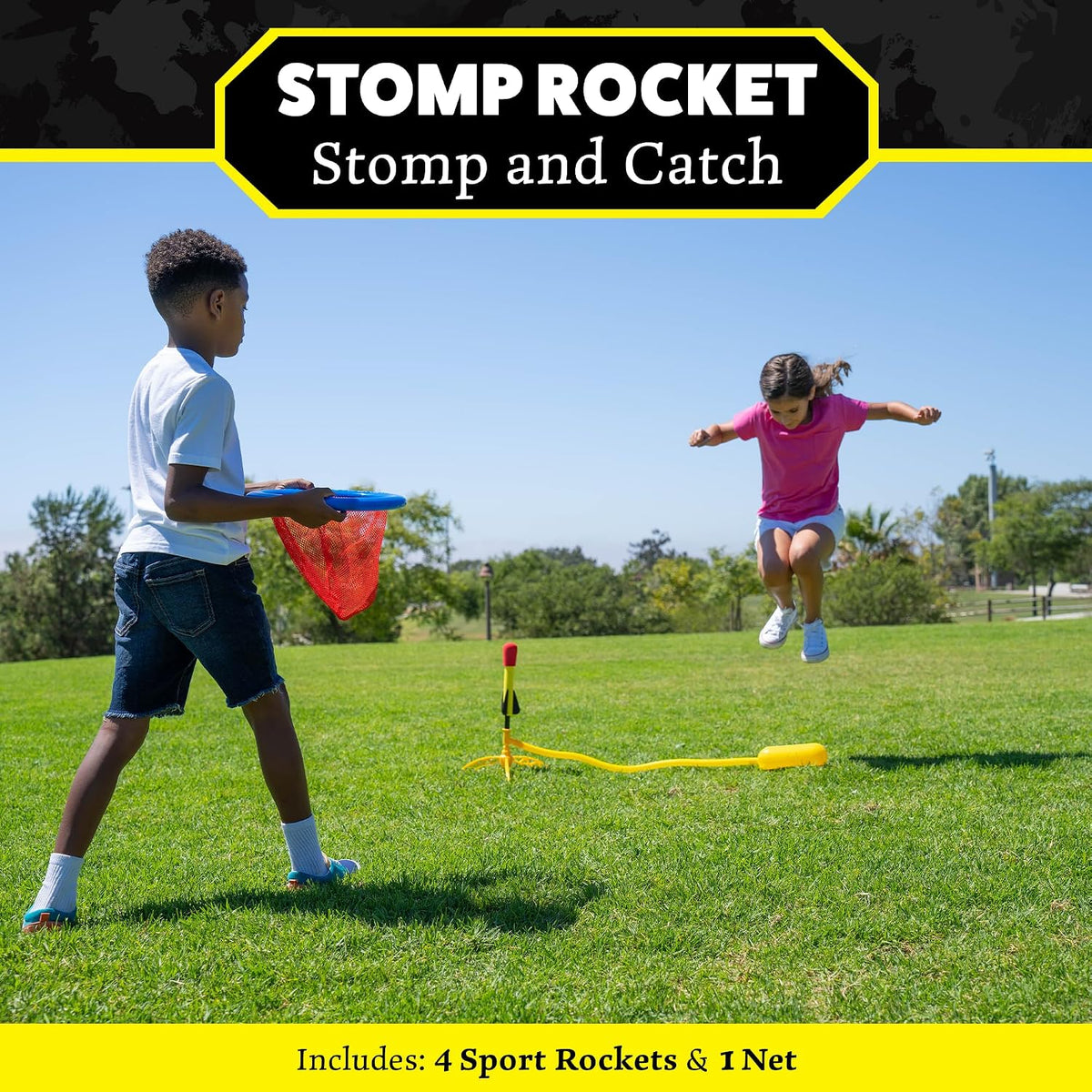 Stomp Rocket Original Dueling Rocket Launcher for Kids - Rocket Launcher + 4 Rockets + 1 Net - image 2