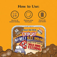 C&S Peanut Butter Delight No Melt Suet Dough, Suet Cakes for Wild Birds, 11.75 Ounces, Pack of 8