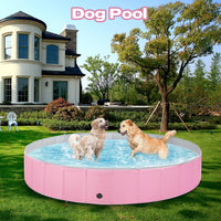 Jecoo Dog Pool for Large Dogs Kiddie Pool Hard Plastic Foldable Dog - Pink / L-55" x 12" - image 2
