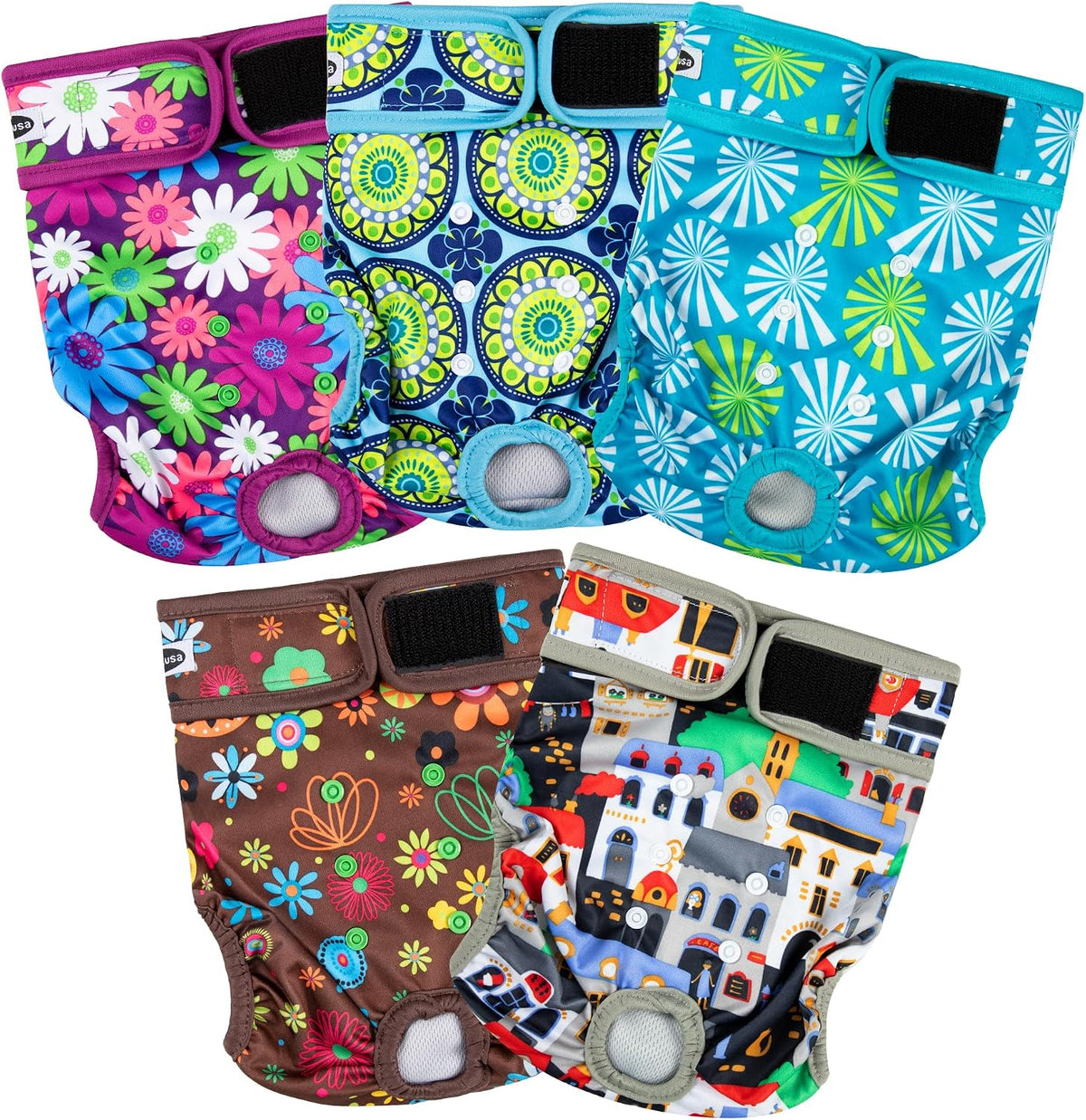 Tuiskusa Reusable Washable Dog Diapers Female - Fireworks 5-Pack / Small - image 2