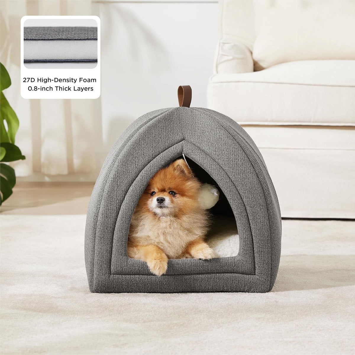 Bedsure 2in1 Cat Beds for Indoor Cats Cave for Kitten with Washable - L(17.3x17.3x17.3) / Grey - image 2