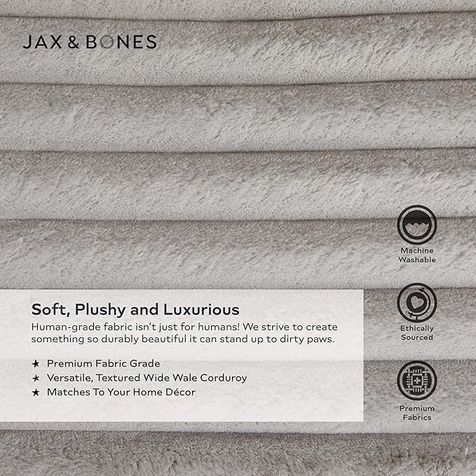 Jax & Bones Dog Napper - Luna Grey Machine Washable Bed for Dogs - Extra Heavy Duty Bolstered Sides - Medium Grey Dog Mat | 35 x 27 Inches